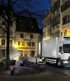 Renault Trucks D refrigerated transport delivering at night